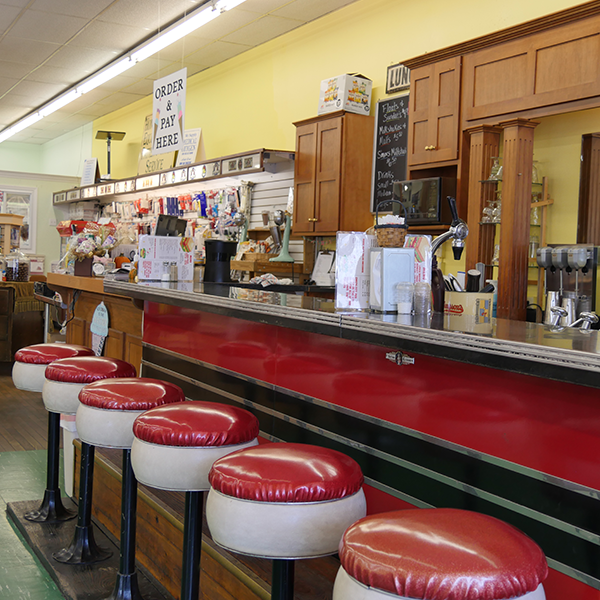 Soda Fountain at Salem Apothecary, The Basket Case